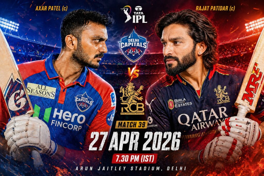 TATA IPL 2026 DC v RCB- Live India News