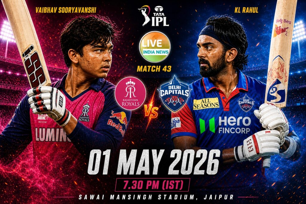 TATA IPL 2026 RR v DC LIVE- INDIA NEWS
